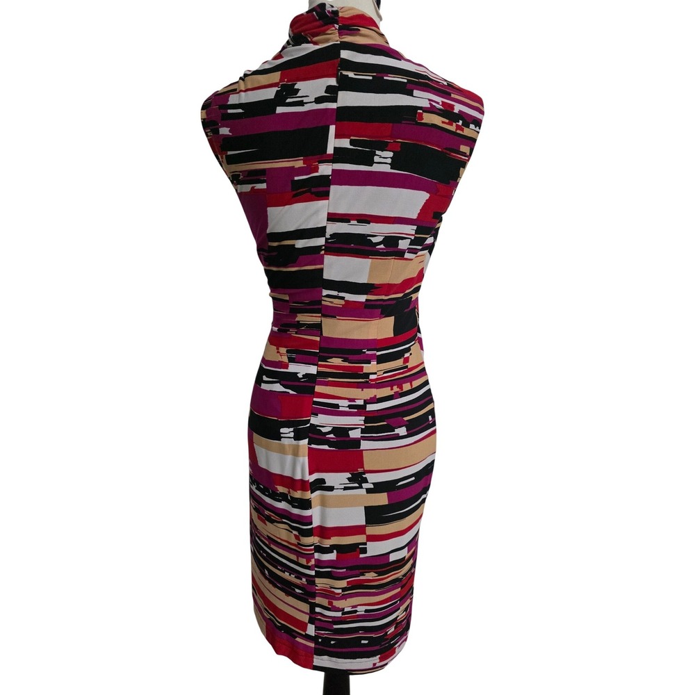 Peck‎ & Peck Women Magenta Abstract Geometric Ruched Sheath Dress Size 6 - Picture 4 of 7